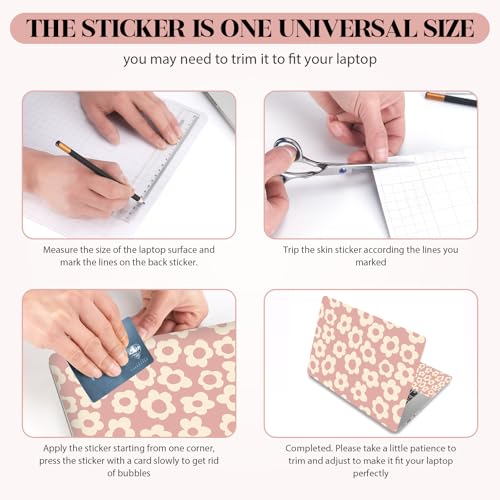 Image of Pink Floral Laptop Skin Sticker Cover Decal, 12 13 13.3 14 15 15.4 15.6 inch Laptop Notebook Vinyl Skin Sticker Cover Personalized Art Protector