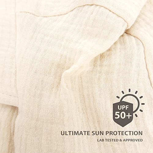 Baby Hat Brimmed Sun Bonnet Muslin Double Gauze (Cotton) Toddler Fashion Hat Boys Girls Earflap Beanie, Beige+Pink, S #TOP2