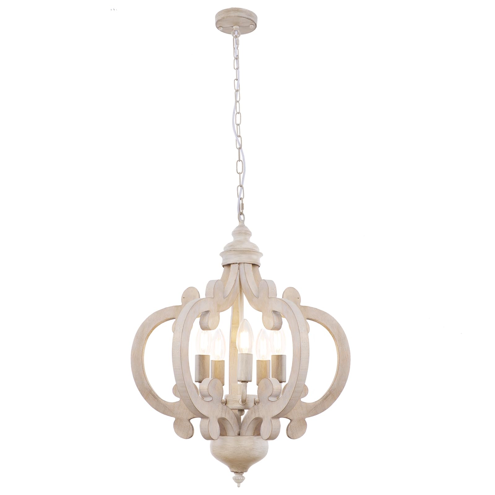 Lampadario Camera da Letto Vintage in Legno, 5 Luci Shabby Chic Classici Lampadari da Fattoria, Rustico Francese Moderno Lampadario a Sospensione Soggiorno Cucina