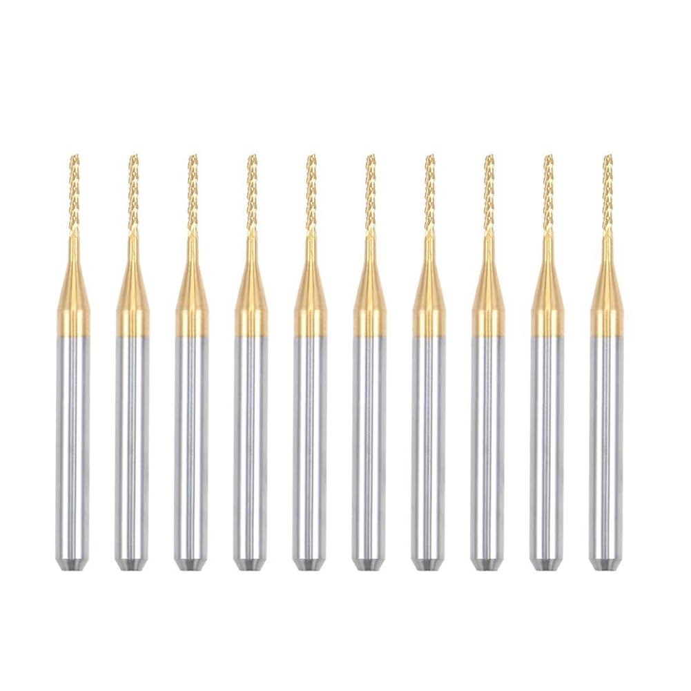 Fraise en Bout de Carbure Revêtement Titane 10 Pièces 1/8 Pouces 1mm pour Gravure CNC PCB