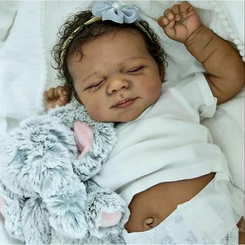 Muñeca Reborn Negra Vinilo Suave 18 Pulgadas Realista miniatura 5