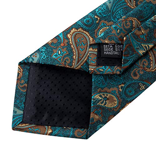 Image of DiBanGu Extra Long Tie for Men 63 inch XL Silk Necktie Set | Pocket Square and Cufflinks, Big and Tall, Jacquard Woven, Gift Box, Paisley /Plaid /Solid /Striped, for Weddinng Party Business
