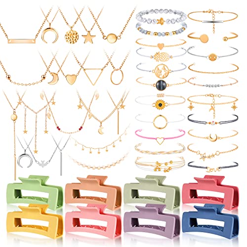 49 Pcs Surfer Wave String Friendship Bracelets Layered Choker Square Hair Clip Accessories for Women