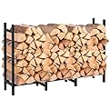 DIAMONDFORGE 4ft Firewood Rack Outdoor, Heavy Duty Fire Wood Stand, Metal Firewood Rack Indoor, Firewood Holder Storage, Log Wood Pile Racks Stand for Patio, Garden, Backyard, Matte Black