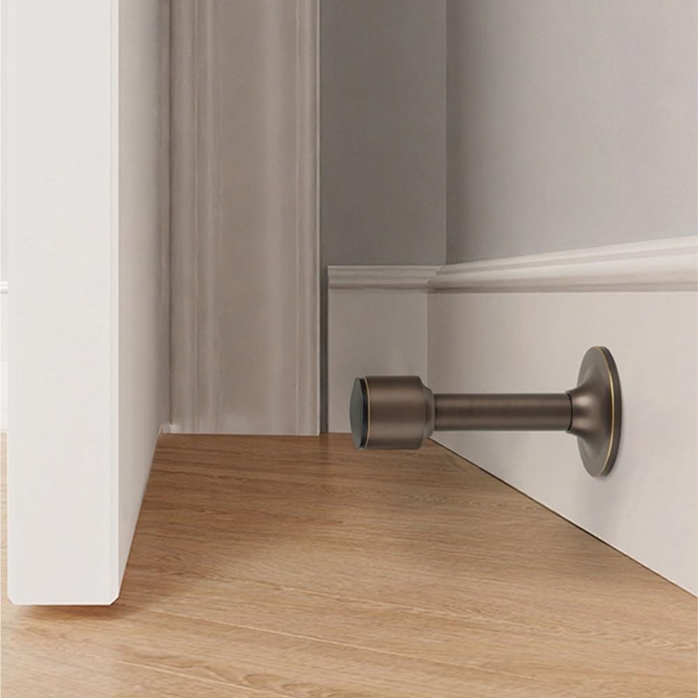 Tope de puerta montado en la pared Topes de puerta de cobre Protector de pared con punta de parachoques de goma for dormitorio paquete de 2 tope para puerta(125mm)