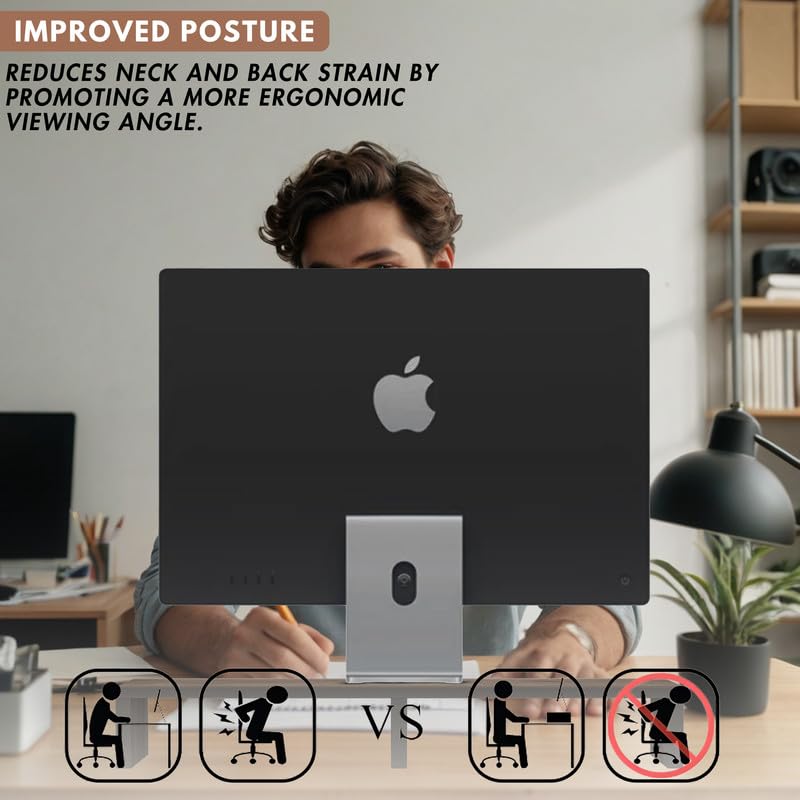 Image of flux Monitor Stand Wooden | Monitor Stand Riser | PC Stand For Desktop Table | , with 3 leg support, Non-Slip | Material: Particle Board Wood | Size: (59.5 cm x 20cm x 12cm) Brown