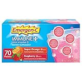 Emergen-C Immune+ System Support Dietary Supplement Drink Mix With Vitamin D, 1000mg Vitamin C - 70 packets (30 - Raspberry Flavor, 40 - Super Orange Flavor)