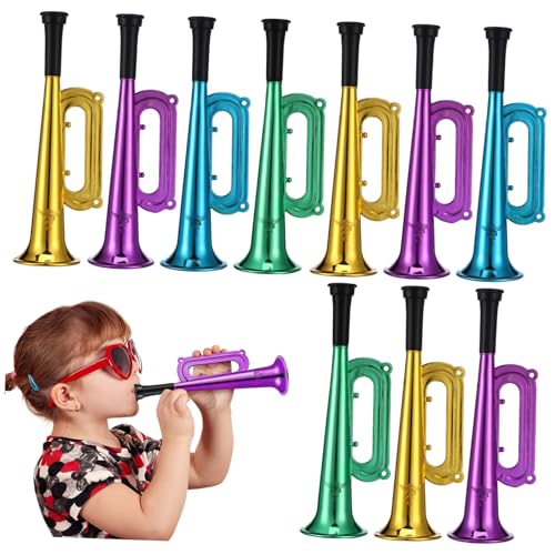 SUPVOX 10piezas Trompetas De Juguete Para Niño Niña Plastico Ligero y Resistente Bocinas De Colores Surtidos Para Animación Eventos Deportivos