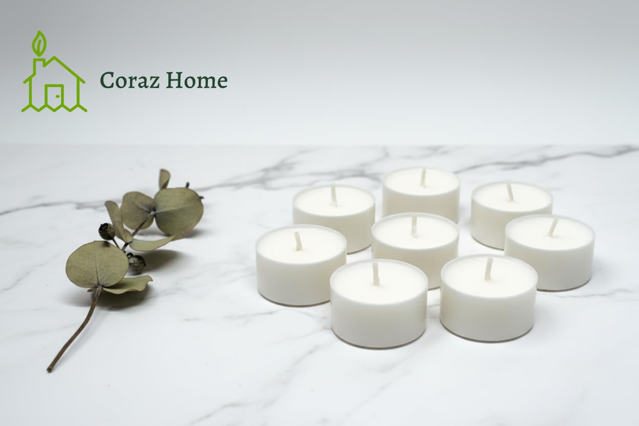 Velas Naturales en Taza Compostaje 80 Luces de Té Compostaje Industrial Candelitas Cera de Colza Luces Sin Perfume Sin plástico (80 Candelitas - 6 Horas)