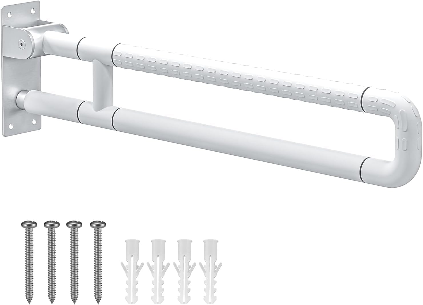Barra de apoyo de inodoro de 75 cm, barra de soporte plegable para inodoro y baño, soporte rígido de 300 a 350 kg, acero inoxidable con superficie antideslizante para personas mayores y personas