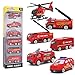Mini Camion dei Pompieri Modelli Costruzione Veicoli Giocattolo per Bambini Ragazze e Ragazzi Decorazioni per Torta, Set di 6
