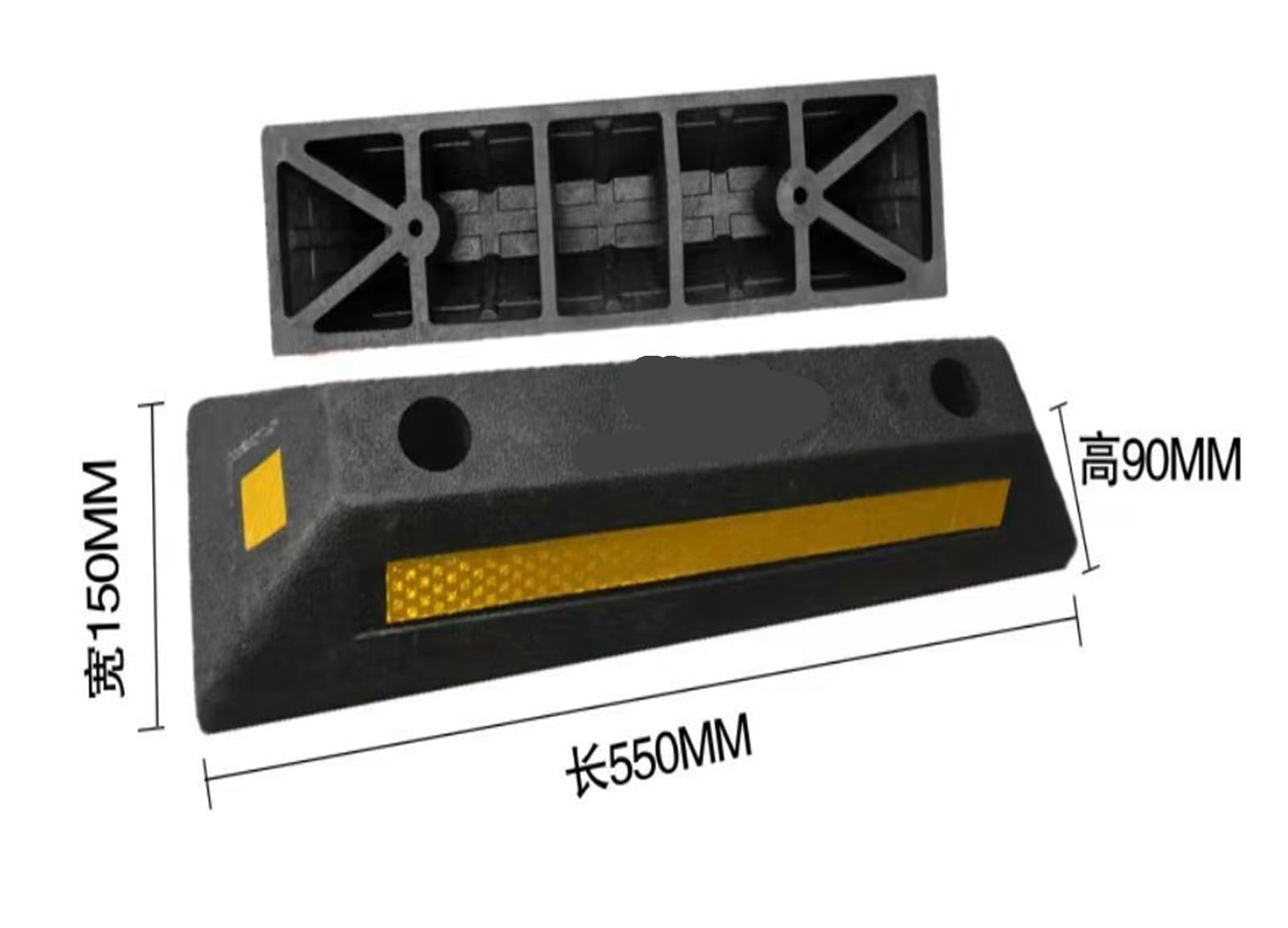 Gumowy ogranicznik parkingowy, Klin pod koła pojazdu 55x15x9cm