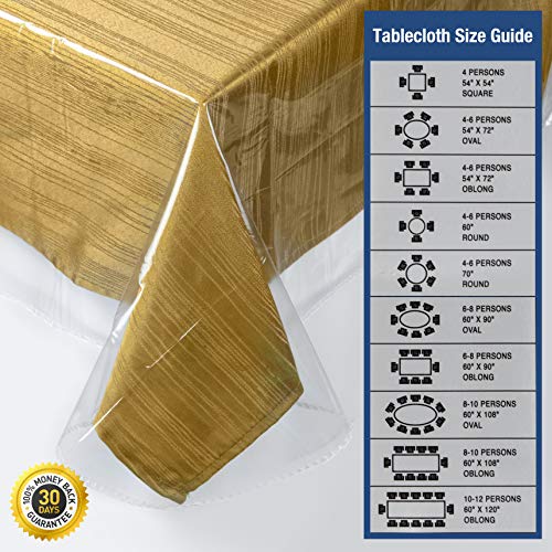 Elaine Karen Clear Plastic Tablecloth 100% Waterproof Table Protector Crystal Clear Plastic Cover For Dining Table Heavy Duty Vinyl, 60" X 108" Oval #TOP4