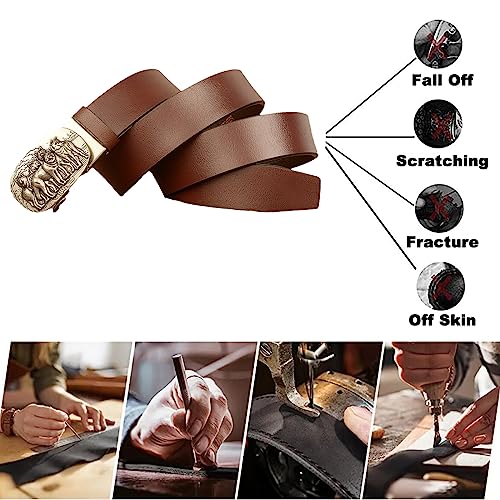 Men's Leather Ratchet Belt With Western Wolf Engraved Automatic Buckle For Dress Pants3