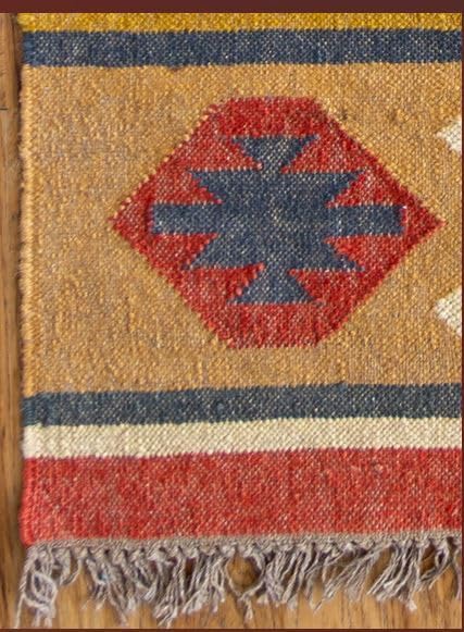 Tapis Kilim en laine naturelle et jute - Tapis bohème tissé à la main (200 × 300 cm)