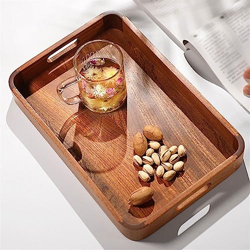 Bandeja rectangular de madera para mesa de café, cesta de frutas y organizador de mesa 7
