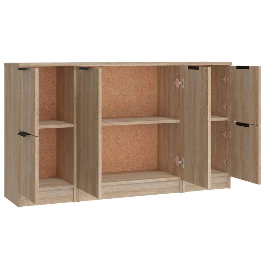 Credenze 3 pz Rovere Sonoma in Legno Multistrato,Mobili,Armadietti e portaoggetti,Buffet e credenze,37.15kg-3115846