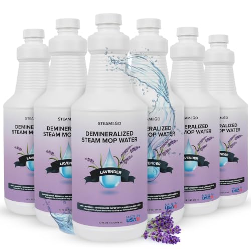 Image of Steam & Go Demineralized Water for Steam Mop - Lavender Scent, 32 oz (Pack of 6) | Scented Floor Cleaner Solution, Ready-to-Use, Compatible with Any Steam Cleaner
