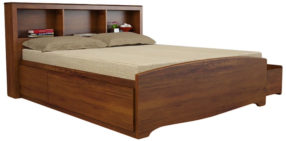 Amaani SE20160038 Queen Size Bed (Glossy Finish, Black)