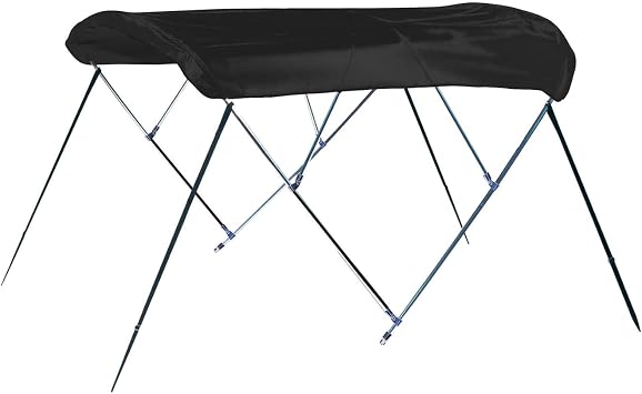 CARVER A5487UB-02 6L 3-Bow Round Tube Bimini Top Kit - 54" H, Fits 85"-90" W, Jet Black