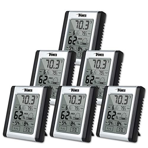 iPower Digital Hygrometer Indoor Thermometer, Humidity Monitor Gauge Indicator with Touchscreen, ℃/℉ Switch