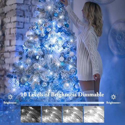 4 Pack 33FT 100 LED Fairy Lights Battery Operated with Timer & Remote, Waterproof Twinkle Lights Indoor Outdoor, 8 Modes Fairy String Lights for Bedroom Classroom DIY Wedding Decorations, Cool White — view 5