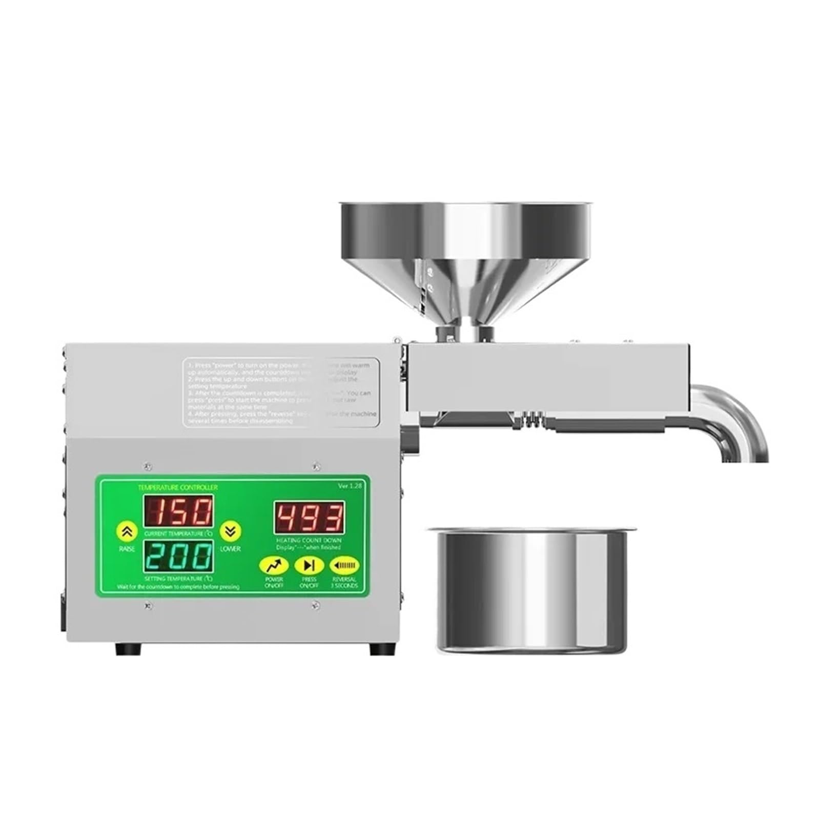 HCZKIUJY Intelligent Household Oil Press Extract Stainless Steel Kitchen Appliance For Healthy Cooking Touch Machine Intelligent Temperature Control
