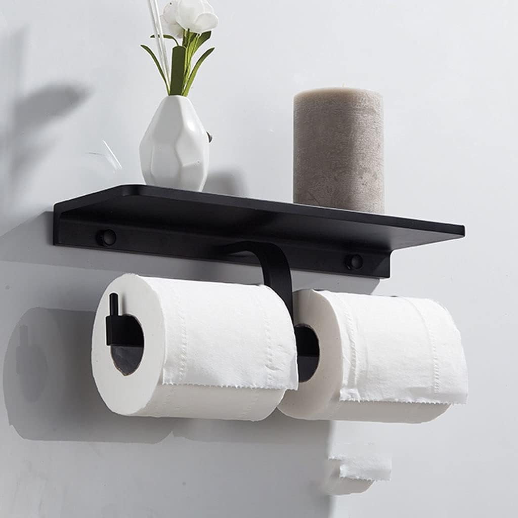 Toilet Paper Holder Toilet Paper Holder, Space Aluminum Roll with Shelf Wall Mounted for Bathroom for Bathroom