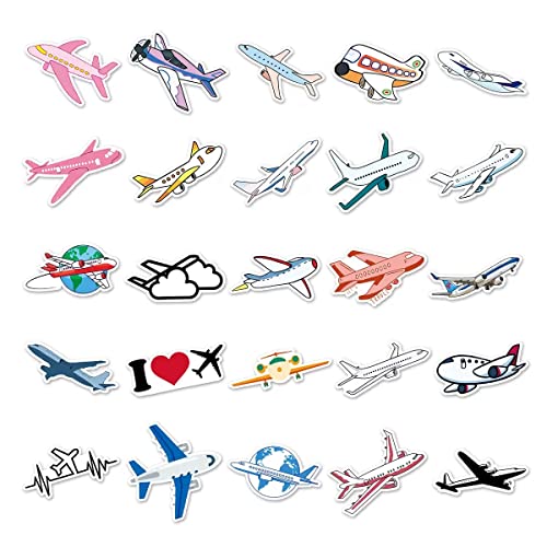 Airplane Stickers 50 Pieces Cartoon Airplane Waterproof Vinyl Decal For Laptop Flask Water Bottle Scrapbook Helmet Cell Phone Skateboard Decor Decal Kids Teen Adult Fashion Stickers #TOP4