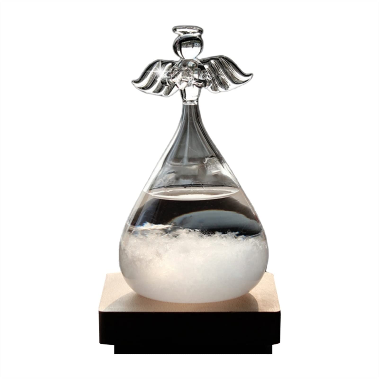 Kristall Angel Sturm Glas Wettervorhersage Holz Basisflasche Wetter Barometer Wohnkultur Ornament (Color : Pink)