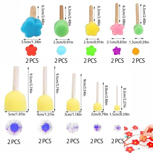 20 Stück Schwammstupf Pinsel Set Malerei Schwaemme Pinsel Runde Kinder Gemälde Schwammpinsel Für Malerei Handwerk Keramik DIY