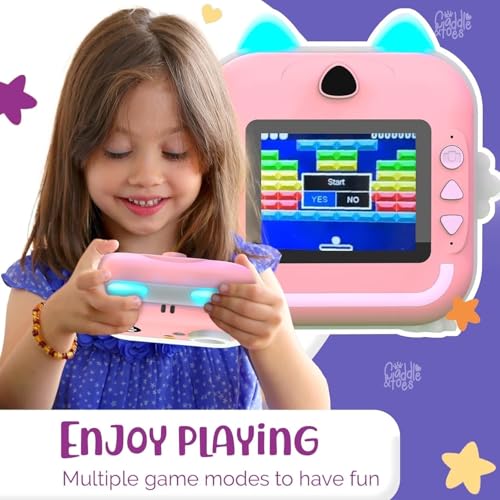 Image of CADDLE & TOES Instant Print Camera for Kids - 1080P HD, 48MP, Bluetooth, Free App, 3 Rolls Print Paper, Stickers, Fun Filters, Gift for Kids (Pink)