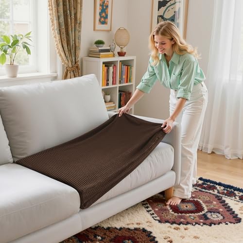 Image of CHUN YI 2 Piece Couch Cushion Covers for Sofa Seat Slipcovers Suitable with Spandex Jacquard Washable Fabric (2 Piece Sofa Cushion Covers, Chocolate)