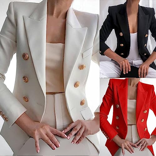 maisdgop Tweed Blazers for Women Casual Open Front Jacket Long Sleeve Work Office Blazer Oversized Lapel Blazer with Pockets3