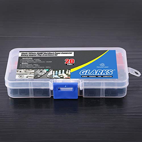 Glarks 20 Pair 30Amp Quick Disconnect Power Terminals Connectors, Red Black Quick Connect Battery Connector Modular Power Connectors Set #TOP6