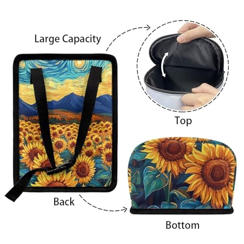 Image of Sunflowers Pattern Car Trash Can with Lid Car Trash Bag Bin Hanging Waterproof Garbage Cans Leak Proof Vehicle Trash Can Multipurpose Storage Container for Back Seat Road