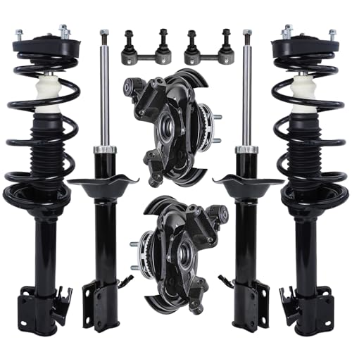 Image of Detroit Axle - Rear Steering Knuckles & Hub Bearings Struts Shocks Sway Bars Kit Replacement for 2003-2005 Subaru Forester - 8pc Set