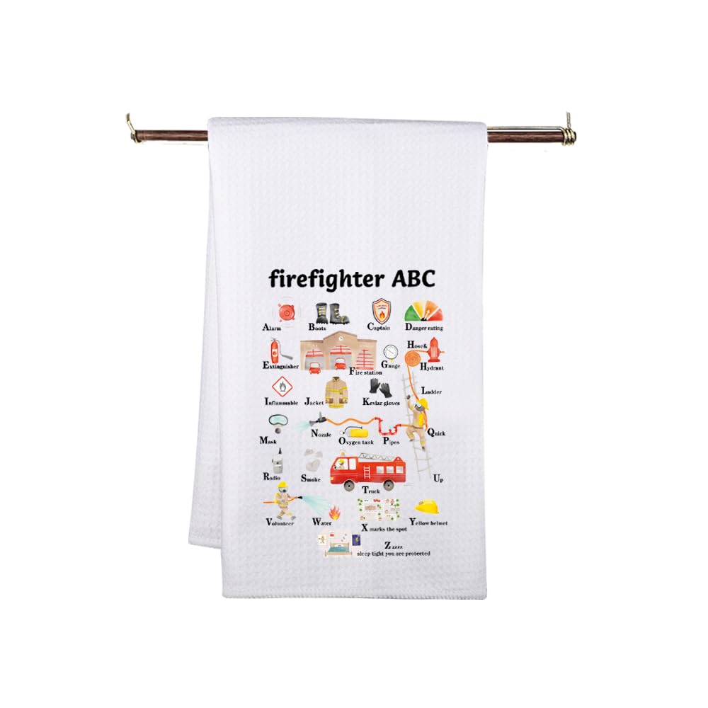 MNIGIU Firefighter Gift Fire Fighter ABC Kitchen Towel Fire Fighter Kitchen Decor for Firemen Fire Dept (Firefighter)