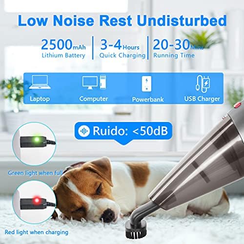 URAQT Handheld Vacuums Cordless, 8500PA Portable Handheld Hoover, 120W USB Rechargeable Car Vacuum Cleaner for Home Pet Office Car, Powerful Suction, 3H Fast Charging, Working 35Min