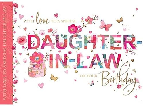 Blossom Words 'n' Wishes Daughter-in-Law Birthday Card (WW-TL033) - Artistic Flowers and Text Range - Foil Finish
