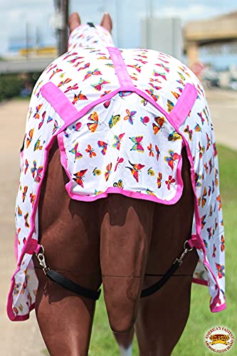 HILASON 66 in Horse Fly Sheet Uv Protect Mesh Bug Mosquito Summer Butterfly Pink - Image 7