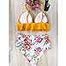 SS Queen Womens High Waisted Swimsuit Ruffle Print Bikini Swimwear Two Pieces Bathing Suit Yellow