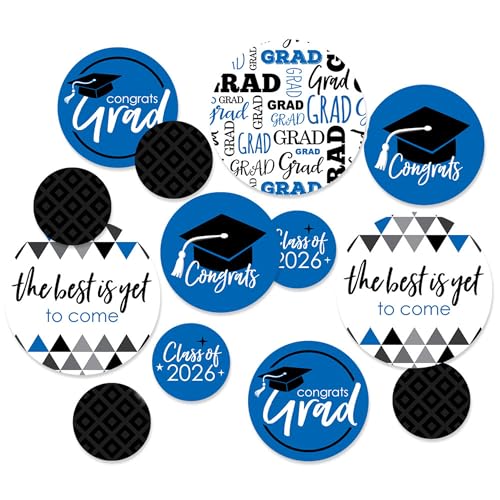 Big Dot of Happiness 2026 Blue Graduation Party Giant Circle Confetti - Party Decorations - Large Confetti 27 Count