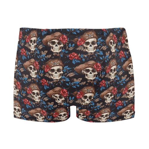 Skull Flower Mens Swim Trunk Swimwear Bathing Suit Swim Brief Square Leg Board Short S B0404445