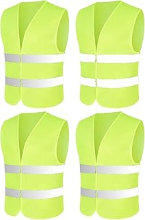 Coletes de alta visibilidade para carro, pacote de 4, colete de segurança verde, colete refletor de alta visibilidade para carro, colete de alta visibilidade para adultos, colete de alta visibilidade