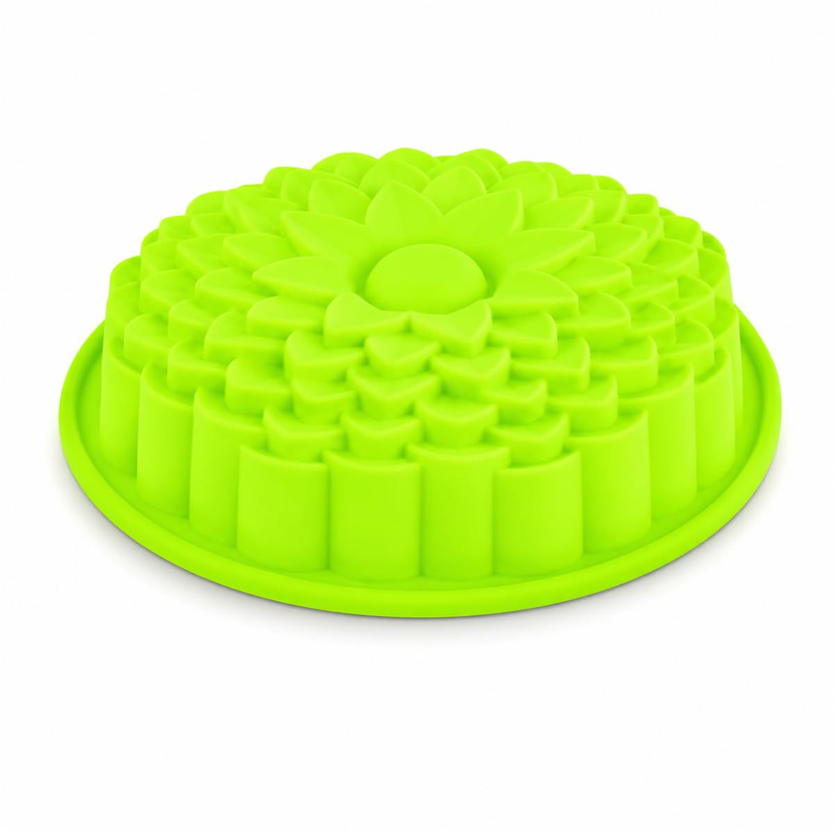 Forma de Bolo em Silicone 3D, Antiaderente, Formato Flor Girassol, para Forno, (VERDE)