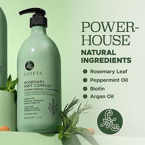 Image of LUSETA Rosemary Mint Strengthening Conditioner Moisturizing and Nourishing Damaged Hair Thickening Formula for Thinning Hair, Detangles Strands and Add Shine for All Hair Types, Sulfate Free 33.8oz