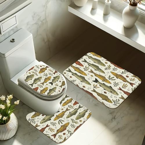 Rideau de douche imperméable sans odeur plastique motif poisson vert d'été - 6