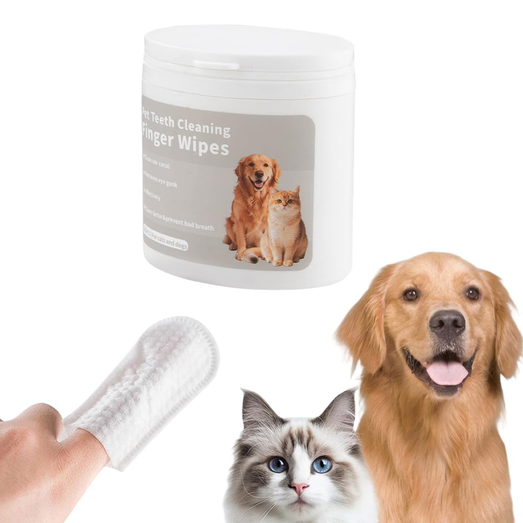 Qpets 3 in 1 Pet Wipes for Dogs Cats, Natural Cotton Finger Wipes | Cleans Teeth Ears Eyes, Removes Dirt & Odor, Gentle Non-Irritating, Alcohol-Free, Travel-Friendly Pack, 50-Count.-image-2
