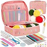 Everything You Need to Start Crocheting: Aeelike crochet kits for beginners includes ergonomic crochet hooks, lace steel hooks, colorful yarn, stitch markers, sewing needles, pompom makers, measuring tools, scissors, and a zip storage bag. Plus, you ...